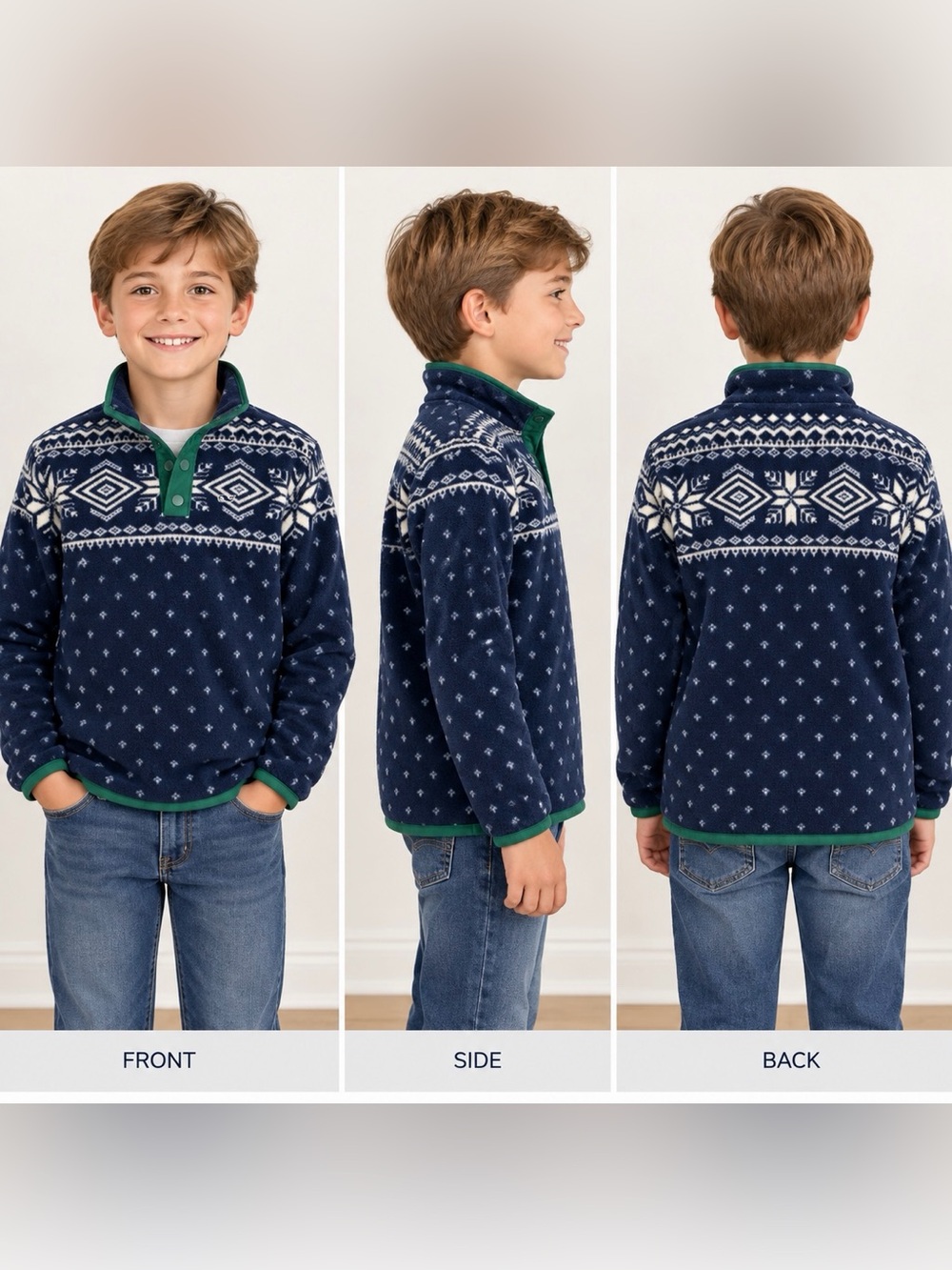 Vineyard Vines Kids Harbor Fleece Snap Front Pullover Size S (8-10)